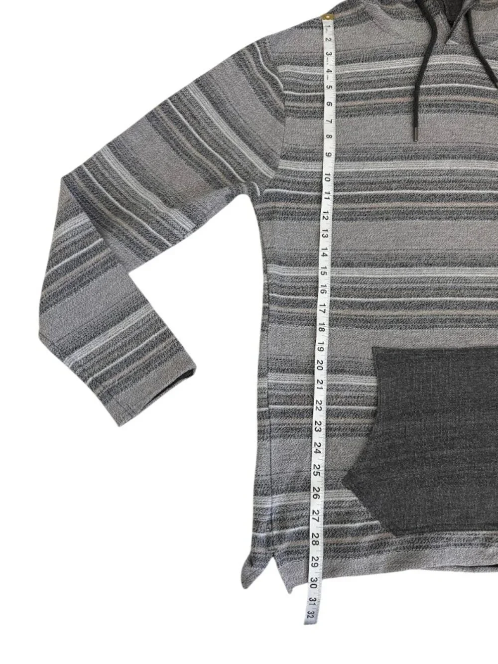 Departwest Buckle Striped Pullover Hoodie Mens Large Gray Baja Sweater - Picture 6 of 8